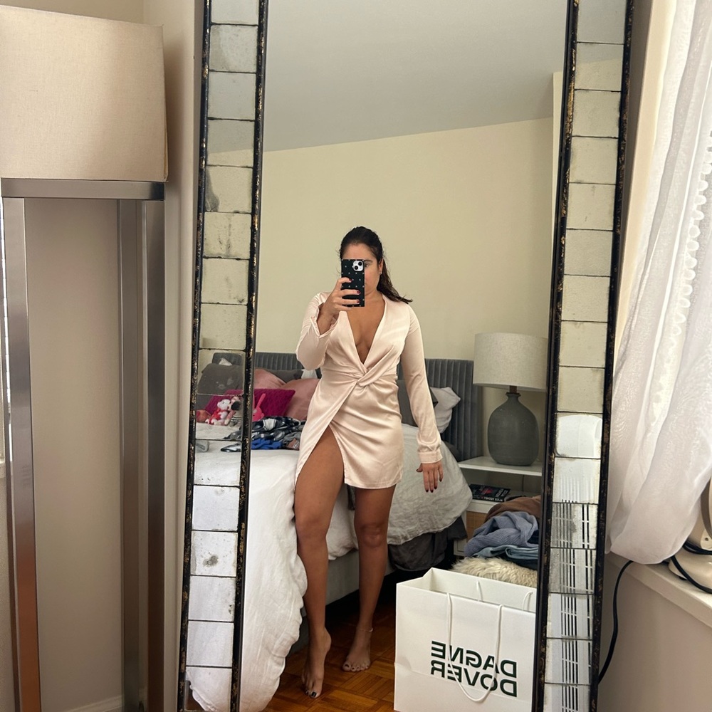 Champagne sateen fashion nova mini dress